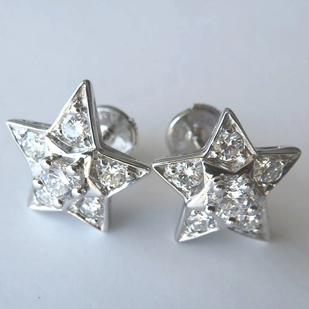 CHANEL COMÈTE GÉODE 18K Diamond MEDIUM Stud Earrings